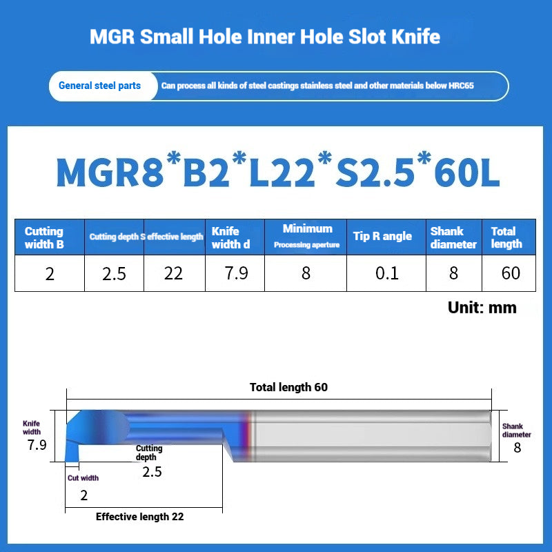 1134-MGR small bore groove cutter wear-resistant micro groove hook cutter CNC tungsten steel alloy small bore cutting groove turning tool Shandong Denso Pricision Tools Co.,Ltd.